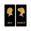 Men & Women Washroom Acrylic Signage with Profile Silhouette Design | Premium Black & Gold Toilet Sign Board | Minimal Restroom Sign for Office, Hotel & Commercial Spaces