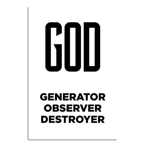Black text on a white background with the word 'GOD' and additional text below.