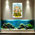 Poster with cartoon tigers and 'Friends Forever' text above an aquarium with fish and coral.