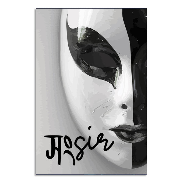 Black and white abstract art with the word 'Mossie' on a white background