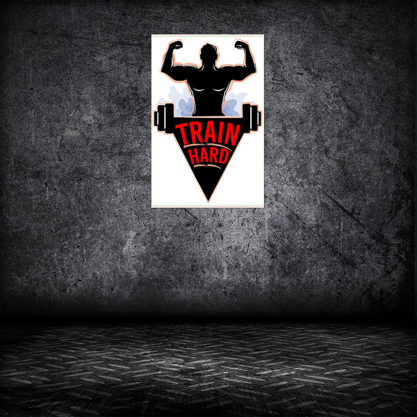 Train Hard Gym Motivation Poster | Fitness Wall Art for Home Gym, Workout Room, Fitness Centres, Bodybuilding Studios & Sports Motivation Décor