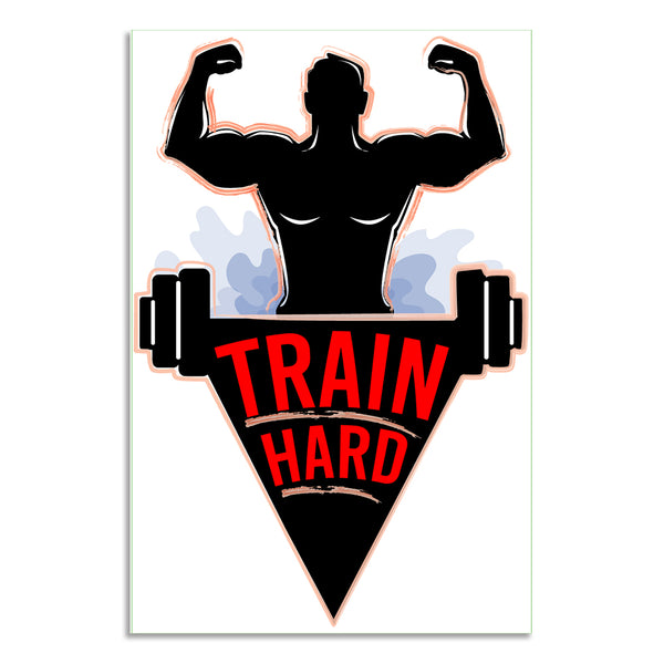 Train Hard Gym Motivation Poster | Fitness Wall Art for Home Gym, Workout Room, Fitness Centres, Bodybuilding Studios & Sports Motivation Décor