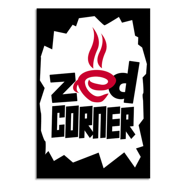 Zed Corner Coffee Poster | Modern Café Wall Art for Coffee Stations, Pantry Corners, Home Office Coffee Setups & Workplace
