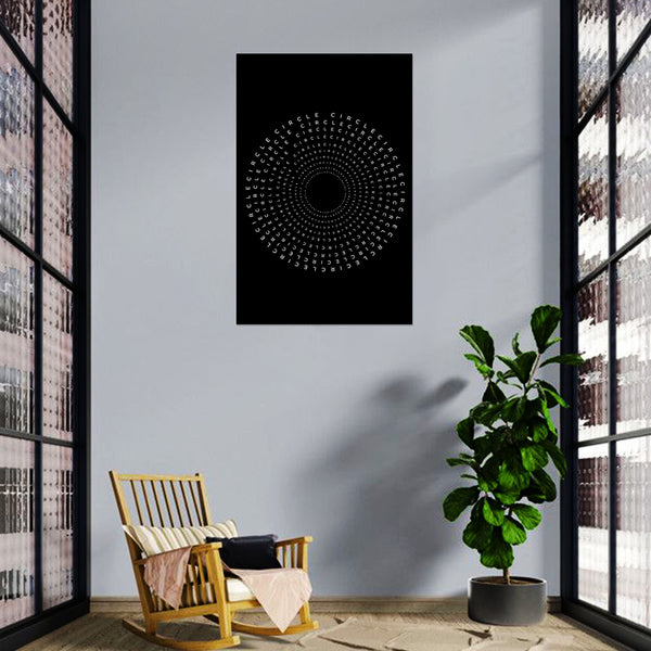 Circle Typography Poster | Modern Minimal Black & White Optical Illusion Wall Art for Home, Office, Study Rooms & Creative Workspace Décor