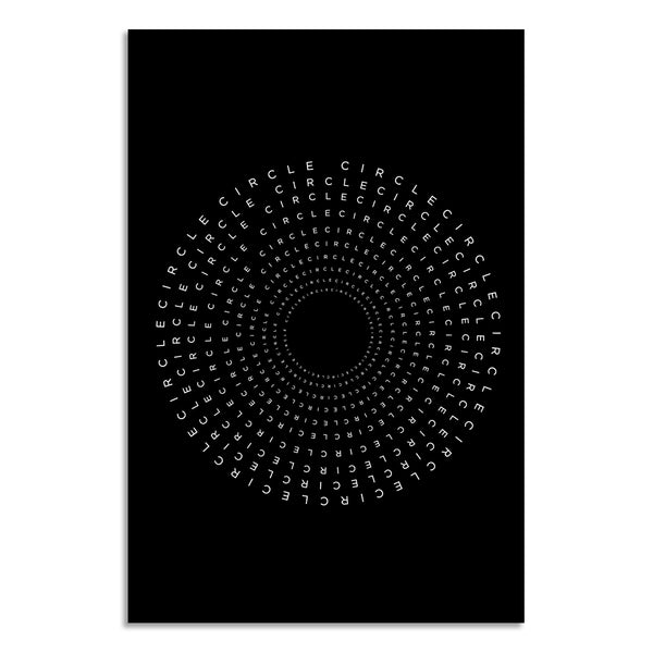 Circle Typography Poster | Modern Minimal Black & White Optical Illusion Wall Art for Home, Office, Study Rooms & Creative Workspace Décor