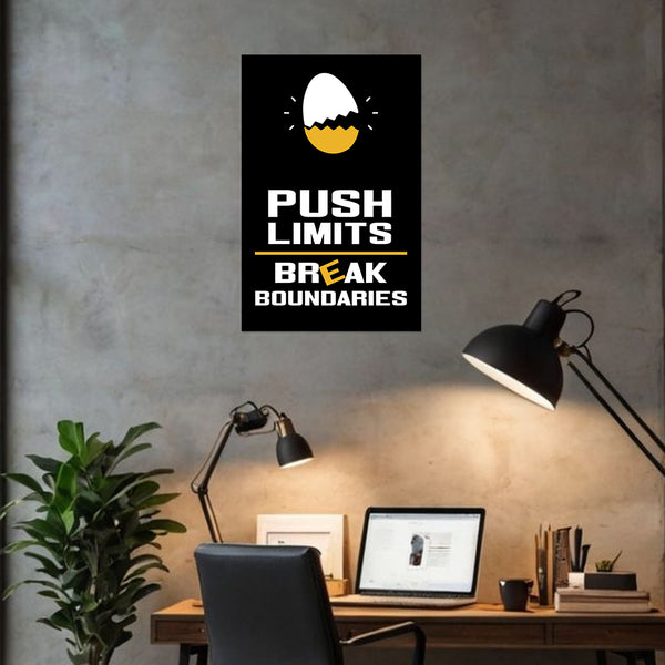 Push Limits Break Boundaries Motivational Poster | Inspirational Wall Art for Office, Study Room, Gym & Workspace