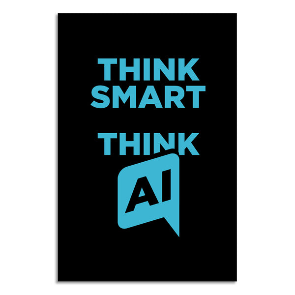 Modern Tech Wall Art for Office, Startup, IT Workspace & Study Room | Minimal Black & Blue Artificial Intelligence Quote Print