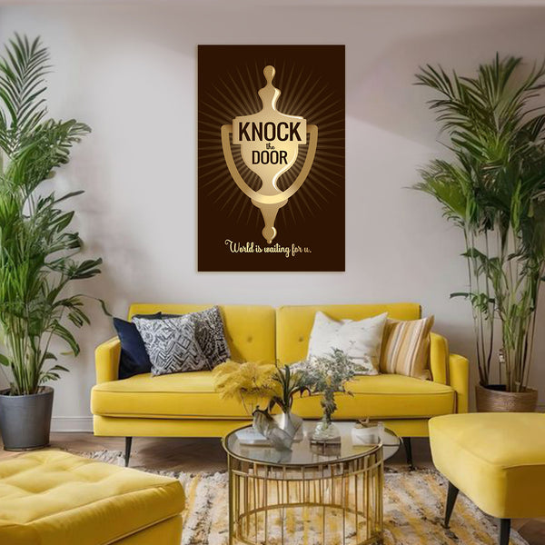 Golden Door Knocker Quote Wall Art for Office, School, Workplace & Study Room | Inspirational Decor for Confidence & Opportunity