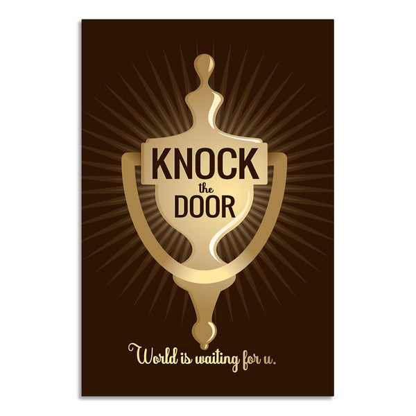 Golden Door Knocker Quote Wall Art for Office, School, Workplace & Study Room | Inspirational Decor for Confidence & Opportunity