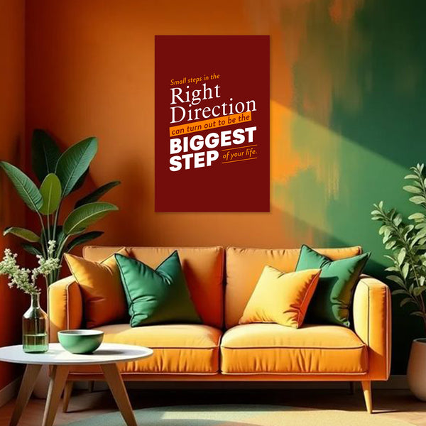 Right Direction Motivational Poster | Small Steps Big Results Wall Art for Office, Classroom, Study Room & Workspace