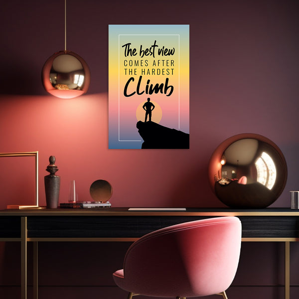 Climb Motivational Poster | Inspirational Wall Art for Office, Study Room, Classroom & Gym | Success Quote Decor