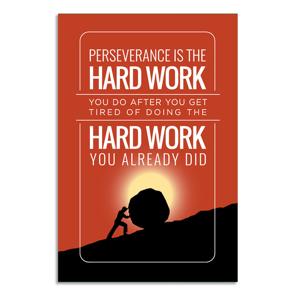 Hard work Motivational Perseverance Wall Poster for Office, Home & Study Rooms | Inspirational Quote Art