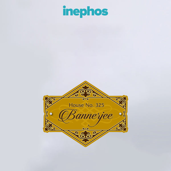 Golden Vintage Name Plate | Antique Look Name Board with House Number