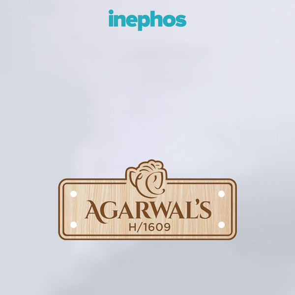 Lord Ganesha Wooden Theme Name Plate | Spiritual Wall Decor For Flats & Villas With House Number And Family Name Personalization