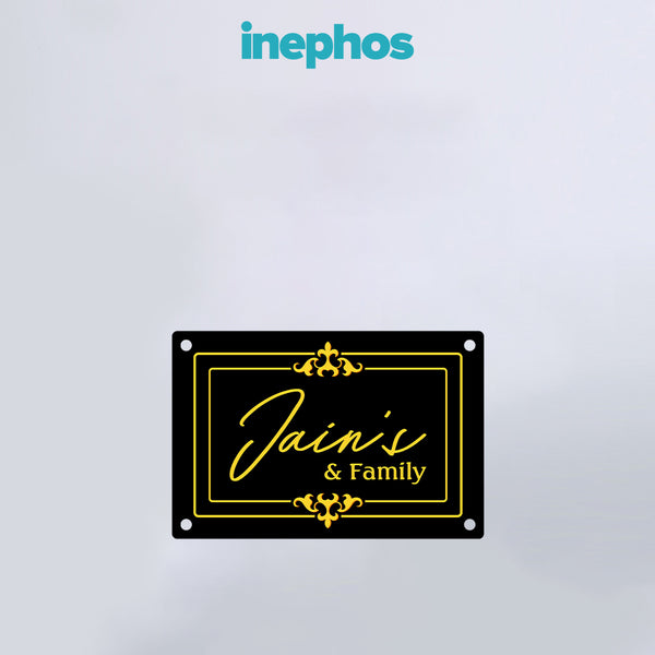 Black & Gold Name Plate | Luxury Acrylic Signage for Home Entrance or Flat