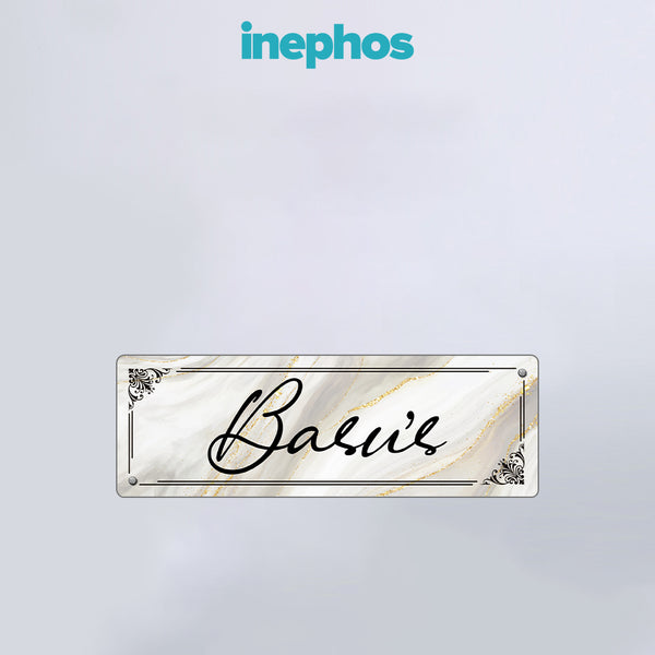 Modern Black Name Plate with Elegant Border | Personalized Home or Office Door Plate | Modern Rectangular Acrylic Name Board with House Number for Wall or Flat Entrance