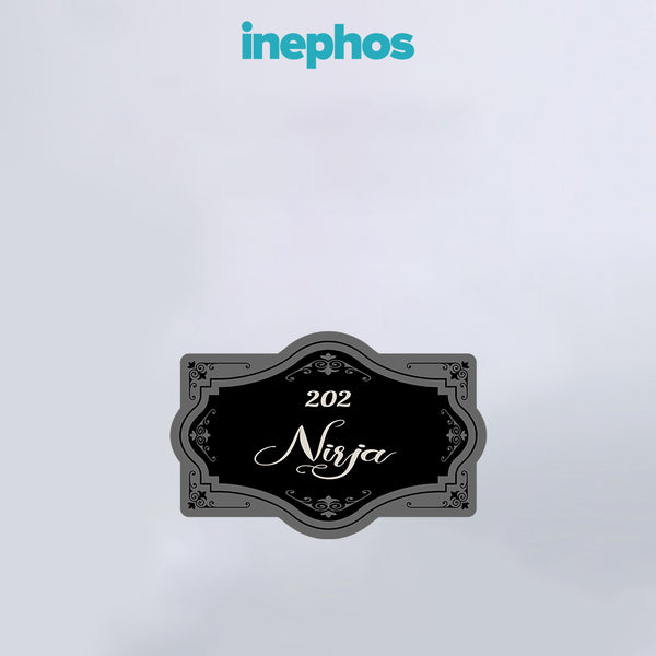 Black & Grey Elegant Name Plate | Personalised Home Name Board with Classic Script Font