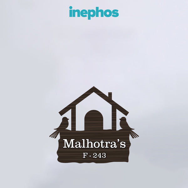 Birdhouse Style Wooden Name Plate for Home | Unique Wall Decor for Apartments & Flats