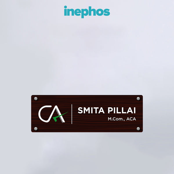 Custom Name Plate | Professional Name Board for Chartered Accountants | Acrylic Door Plate with Designation | Custom Office Wall Nameplate for Workspaces