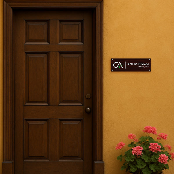 Custom Name Plate | Professional Name Board for Chartered Accountants | Acrylic Door Plate with Designation | Custom Office Wall Nameplate for Workspaces