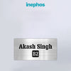 Brushed Silver Finish Name Plate | Minimal Modern Wall Decor With Black & White Personalization For Flat Or Office Entry