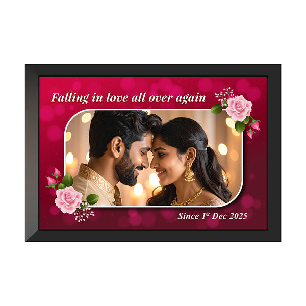 Personalized Couple Photo Frame with Romantic Quote | Custom Horizontal Love Photo Frame for Valentine, Anniversary & Wedding Gift | Premium PVC Frame