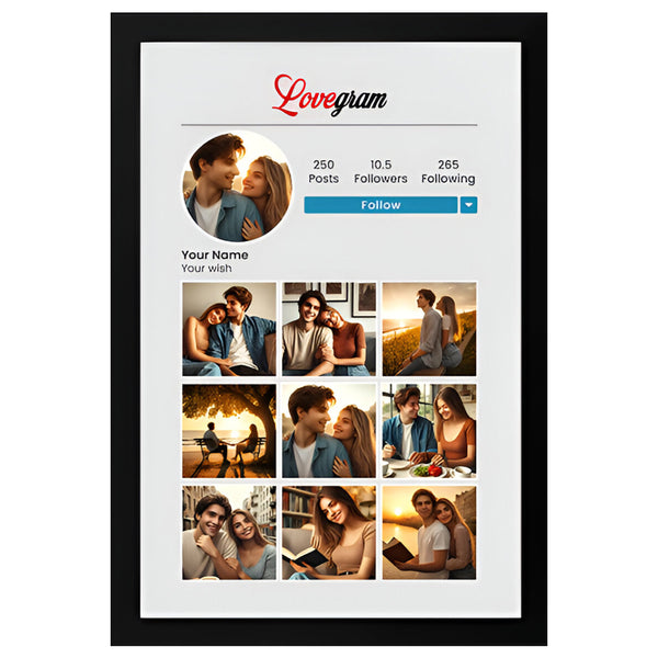 Lovegram Style Personalized Couple Photo Frame | Custom Romantic Instagram-Inspired Display