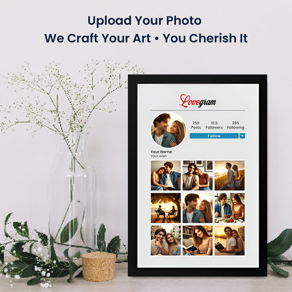 Lovegram Style Personalized Couple Photo Frame | Custom Romantic Instagram-Inspired Display