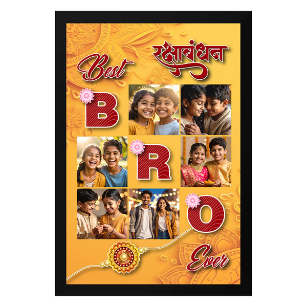 Customized Raksha Bandhan Photo Frame | Best Brother Collage Gift with 6 Custom Photos | Rakhi Special Gift for Brothers