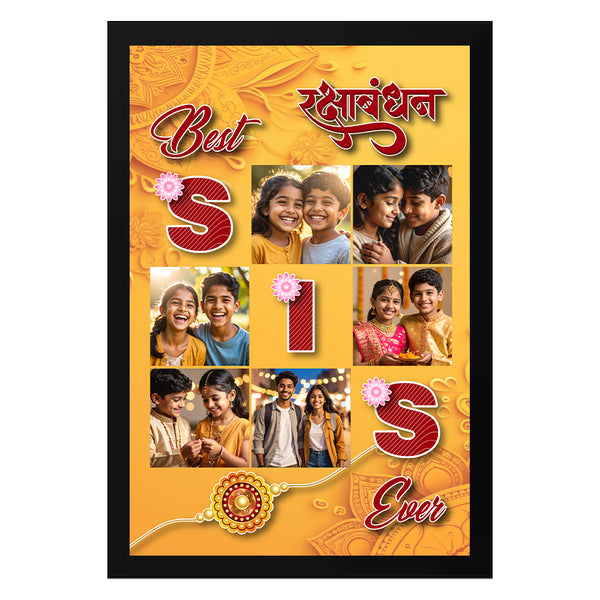 Personalized Raksha Bandhan Photo Frame | Best Sister Collage Gift with 6 Custom Photos | Rakhi Special Gift for Sister