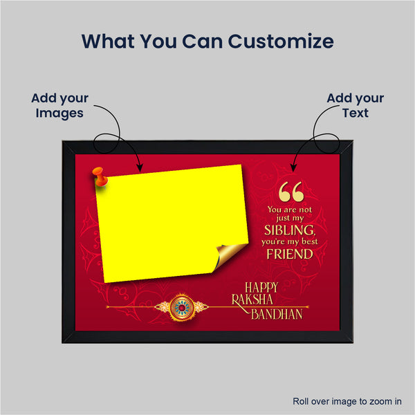 Personalized Raksha Bandhan Photo Frame for Siblings | Custom Gift for Brother & Sister | Red Festival-Themed Wall Decor