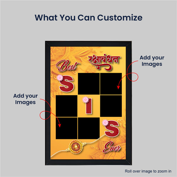 Personalized Raksha Bandhan Photo Frame | Best Sister Collage Gift with 6 Custom Photos | Rakhi Special Gift for Sister