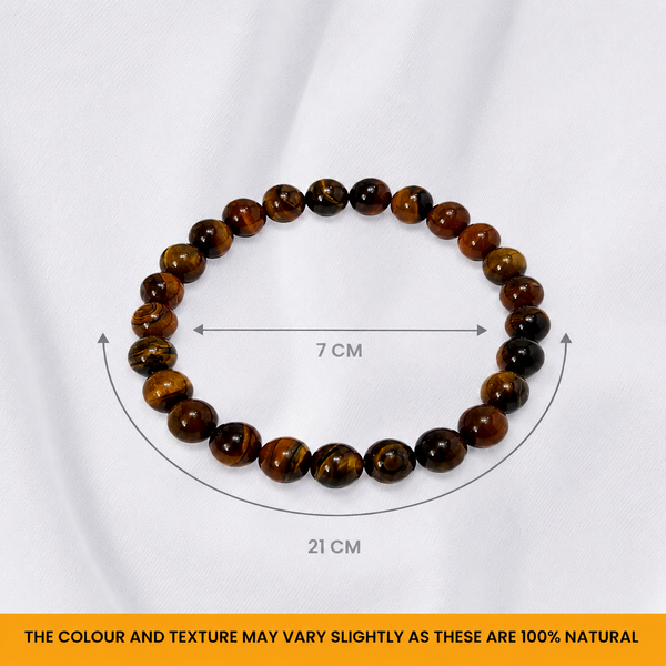 Tiger Eye Stone Bracelet for Men & Women | Natural Tiger Eye Crystal Beads | Good Luck, Confidence & Positive Energy | Stretchable Crystal Bracelet