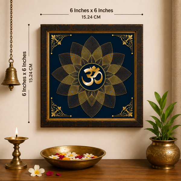 Golden Om Mandala Acrylic Photo Frame | Premium Spiritual Wall Decor | Elegant Om Wall Frame for Home, Office & Pooja Room