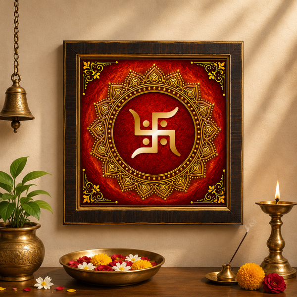 Swastik Mandala Acrylic Photo Frame | Premium Hindu Spiritual Wall Decor | Auspicious Wall Frame for Home, Office & Pooja Room
