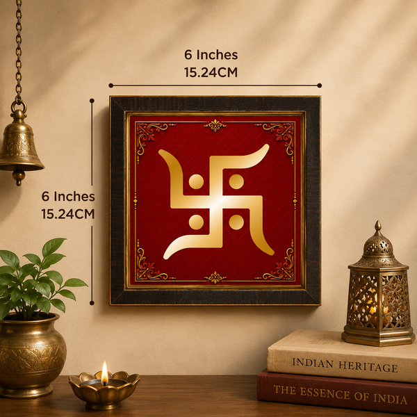 Golden Swastik Acrylic Photo Frame | Premium Swastik Wall Decor | Auspicious Hindu Symbol for Home, Office & Pooja Room
