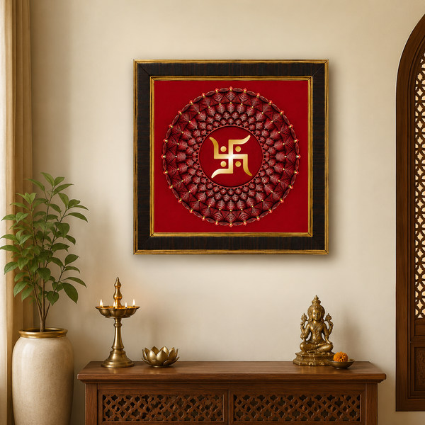 Swastik Mandala Acrylic Photo Frame | Premium Swastik Wall Decor | Auspicious Hindu Wall Frame for Home, Office & Pooja Room