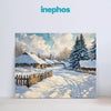 Snow-Covered Village Premium Canvas Painting for Living Room, Bedroom, Office, Hotels, Drawing Room