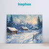 Serene Winter Village Premium Canvas Painting for Living Room, Bedroom, Office, Hotels, Drawing Room