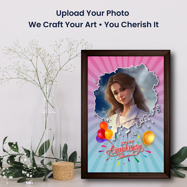 Customized Anniversary Photo Frame | Personalized Canvas Vinyl Wall Art with Image for Home Decor & Gifts