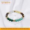 AstroZiva Dhan Yog Crystal Bracelet for Men & Women | Citrine, Tiger Eye, Green Jade, Green Aventurine, Sphatik, Pyrite & Hematite Crystals | Wealth, Good Luck & Positive Energy | Stretchable Crystal Bracelet