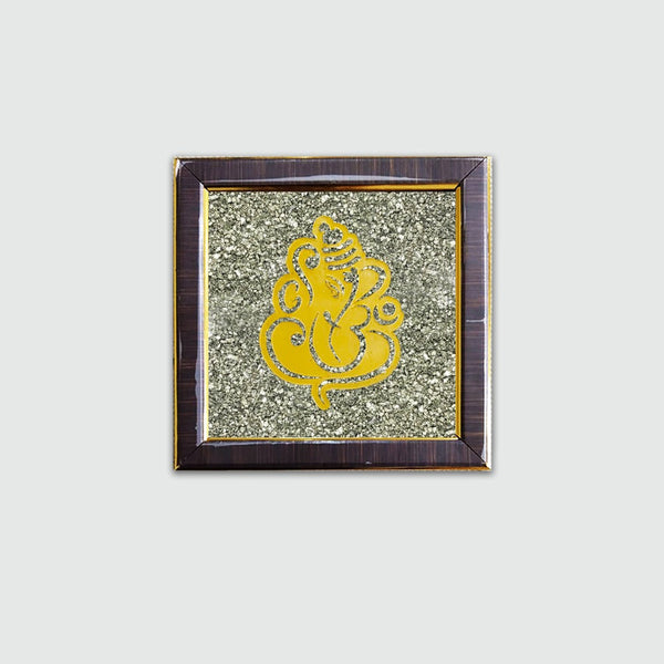 AstroZiva Lord Ganesha Raw Pyrite Frame | Vastu Obstacle Remover, Success & Luck | 100% Original Raw Pyrite Cluster Crystal | Spiritual Energy & Financial Abundance