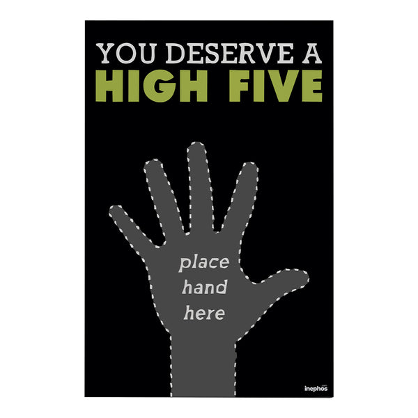 Fun Motivational Wall Art for Office, Classroom & Home | You Deserve a High Five Poster | Positive Quote Decor