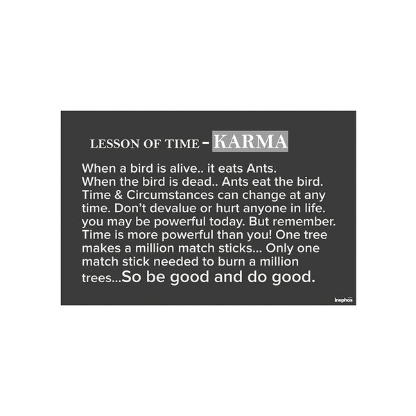 Lesson of Time Karma Quote Poster | Powerful Life & Time Wall Art on Karma and Humanity | Motivational Poster for Office, Home, or Classroom Decor