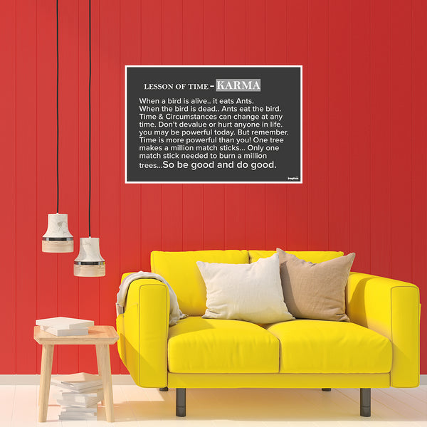Lesson of Time Karma Quote Poster | Powerful Life & Time Wall Art on Karma and Humanity | Motivational Poster for Office, Home, or Classroom Decor