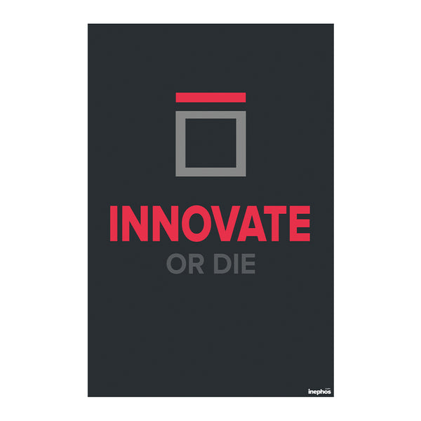 Innovate or Die | Bold Minimal Quote Poster for Startups, Entrepreneurs & Workspaces | Black and Red Motivational Wall Art for Creative Thinkers