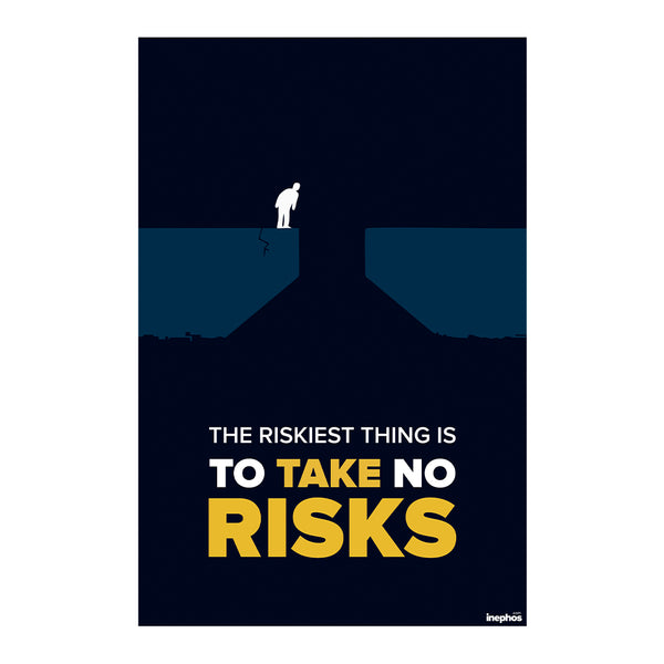 Take No Risks | Bold Motivational Poster for Office, Startup & Entrepreneur Spaces | Dark Minimal Quote Wall Art
