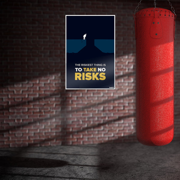 Take No Risks | Bold Motivational Poster for Office, Startup & Entrepreneur Spaces | Dark Minimal Quote Wall Art