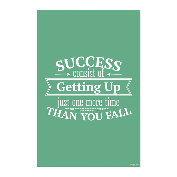 Success Is Getting Up One More Time Poster | Green Motivational Wall Art for Office, Gym & Study Room | Inspirational Quote for Never Giving Up