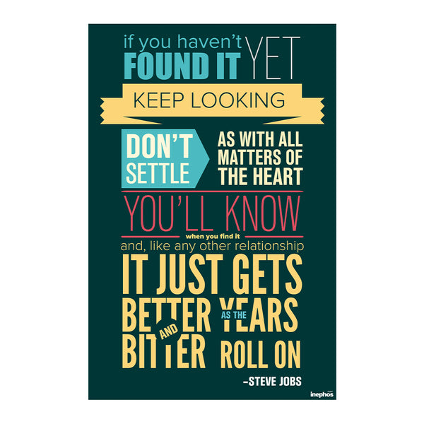 Keep Looking, Don’t Settle | Motivational Poster for Office & Startups | Inspirational Wall Art